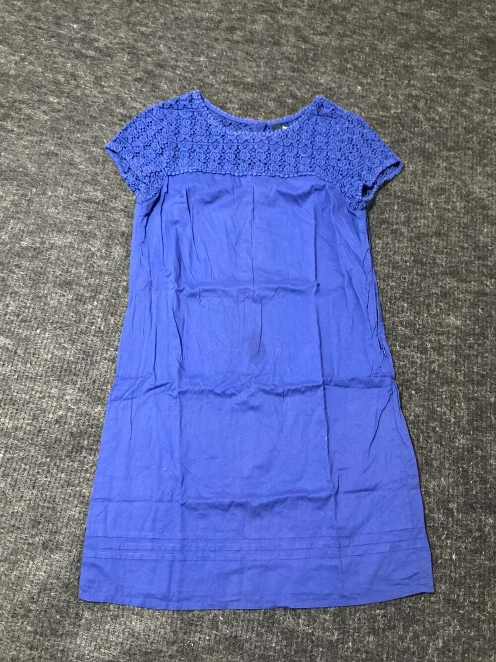 Gap Lace Yoke Short Sleeve Dress Womens Size XS Blue Cotton Sundress